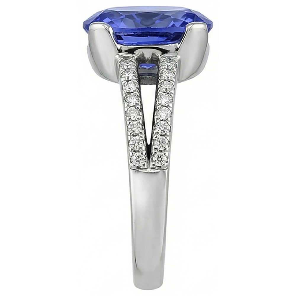 Anello di fidanzamento con diamanti tanzanite ovale da 7 carati in oro bianco 14K