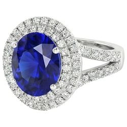 Anello di fidanzamento con doppio zaffiro Ceylon Halo 6.75 carati Gioielli da donna