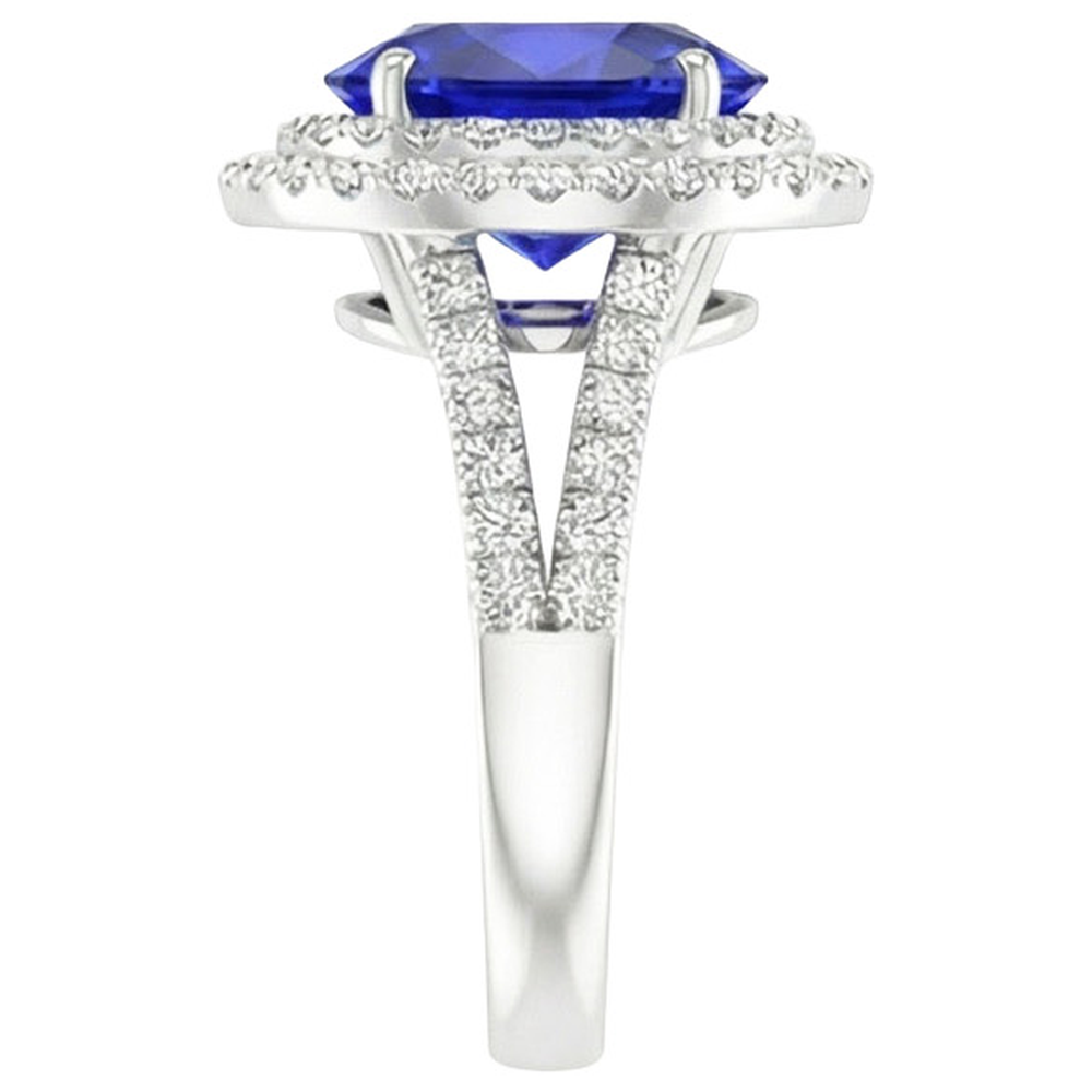 Anello di fidanzamento con doppio zaffiro Ceylon Halo 6.75 carati Gioielli da donna