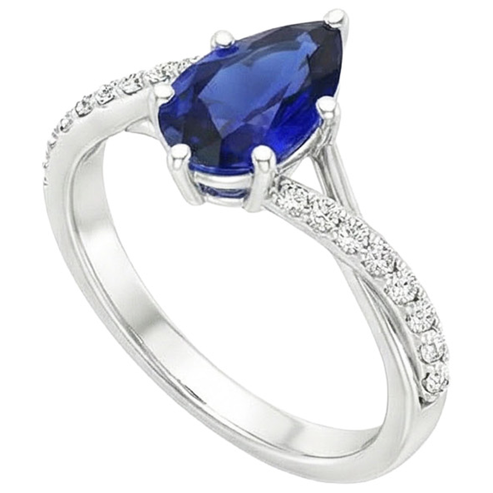 vero pear diamante 3.25carati anello angolo laterale
