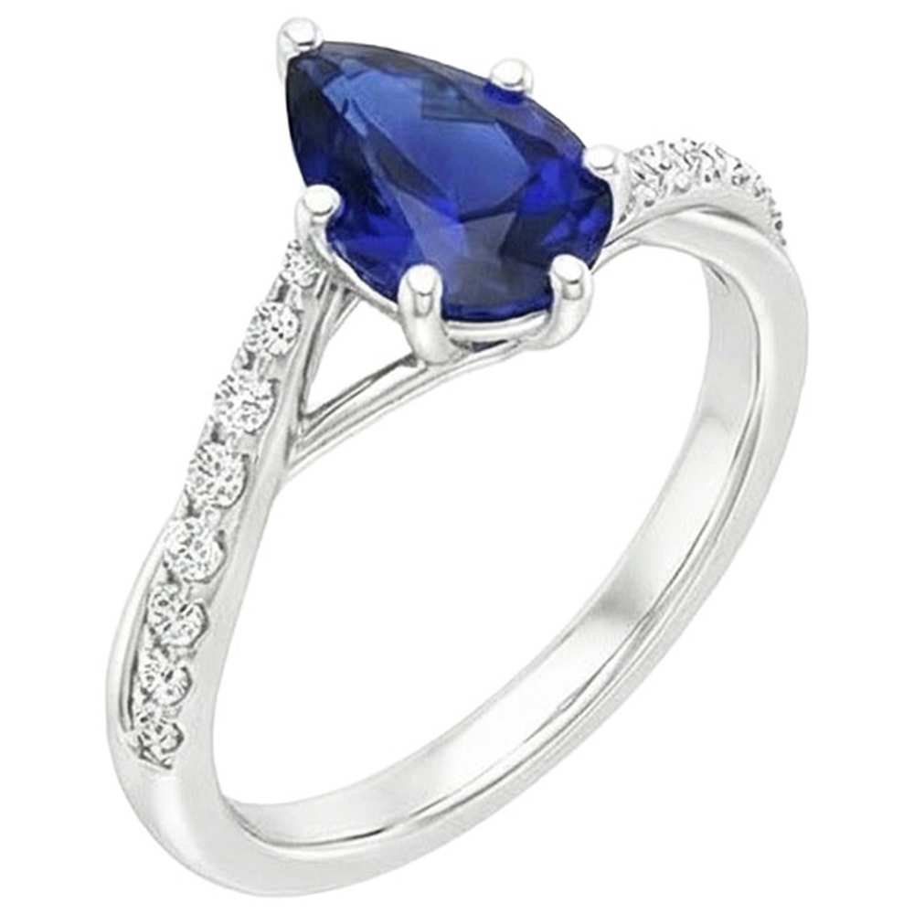 vero pear diamante 3.25carati anello vista dall'alto