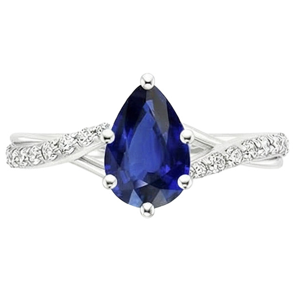 vero pear diamante 3.25carati anello vista di profilo