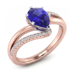 Anello di fidanzamento con gioielli in pietra preziosa blu zaffiro bicolore 4.50 carati