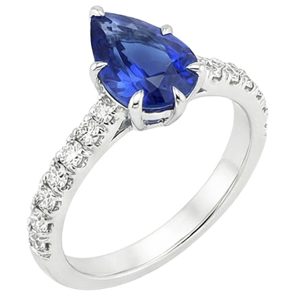 vero pear diamante 5.50carati anello vista dall'alto