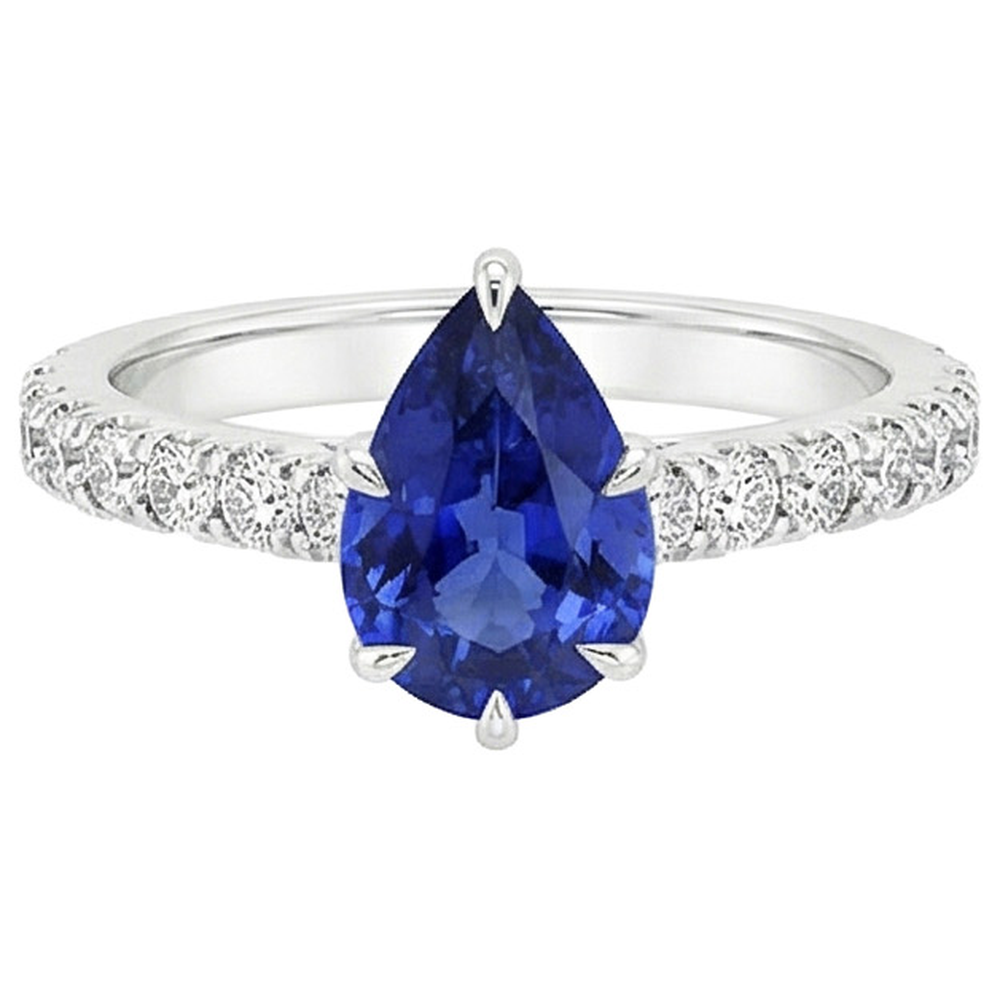 vero pear diamante 5.50carati anello vista di profilo