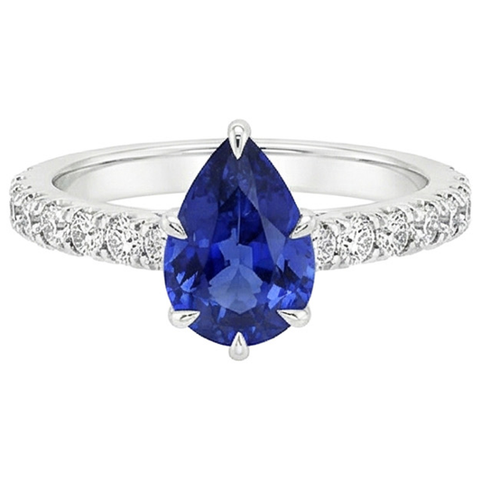 vero pear diamante 5.50carati anello vista di profilo