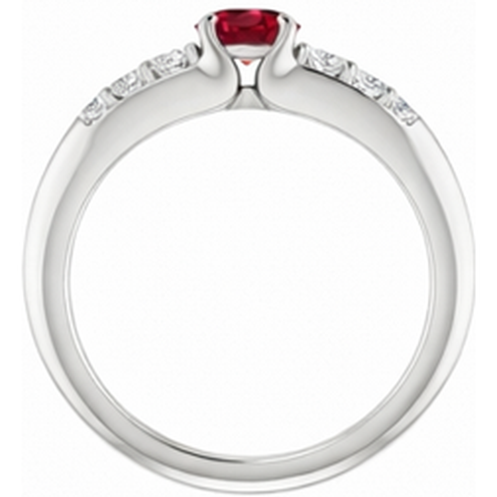 Anello di fidanzamento con rubino rotondo 1.50 carati oro bianco 14K
