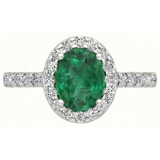 Anello di fidanzamento con smeraldo verde ovale da 4,30 ct e diamante
