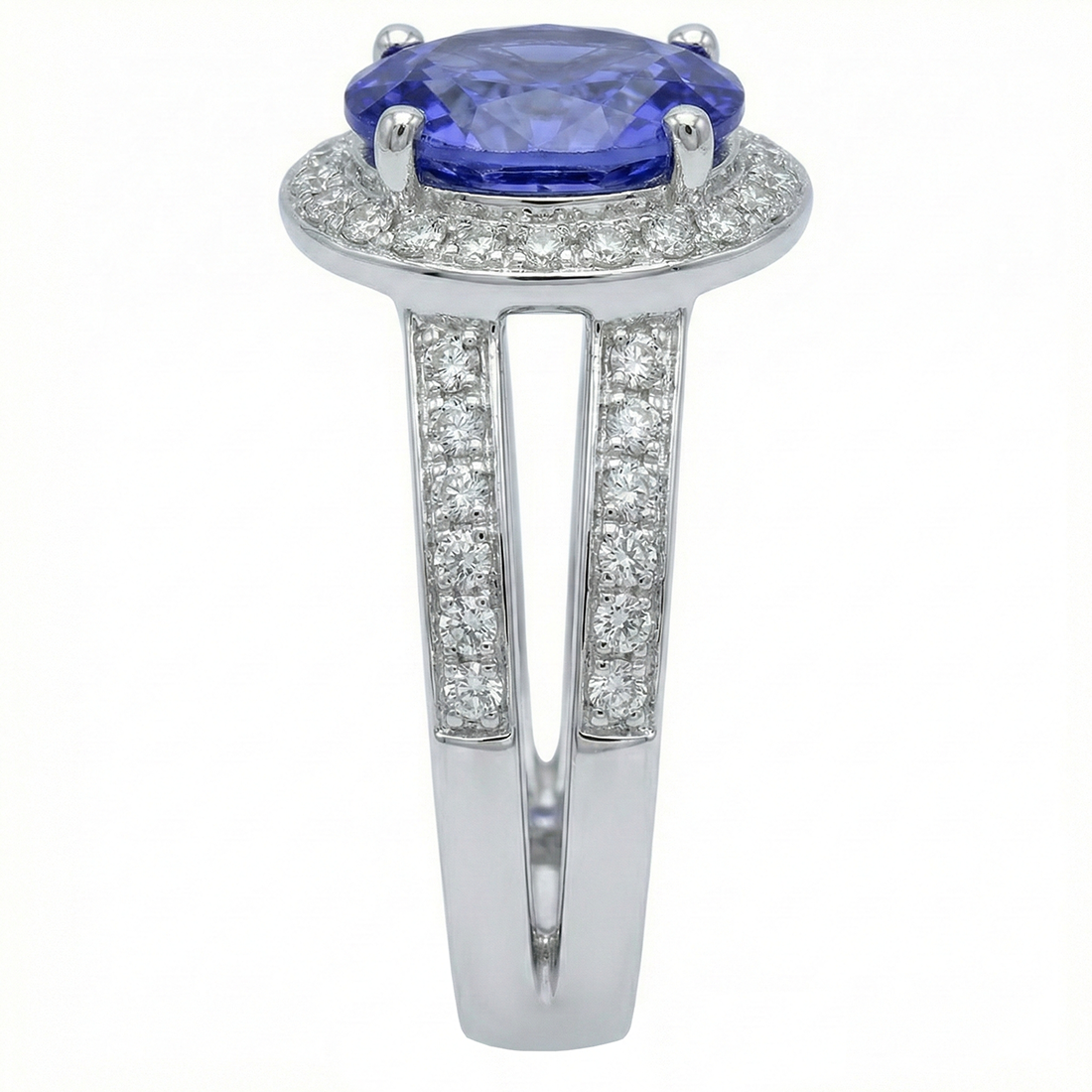 Anello di fidanzamento con tanzanite ovale e diamanti tondi 3.50 carati Novità