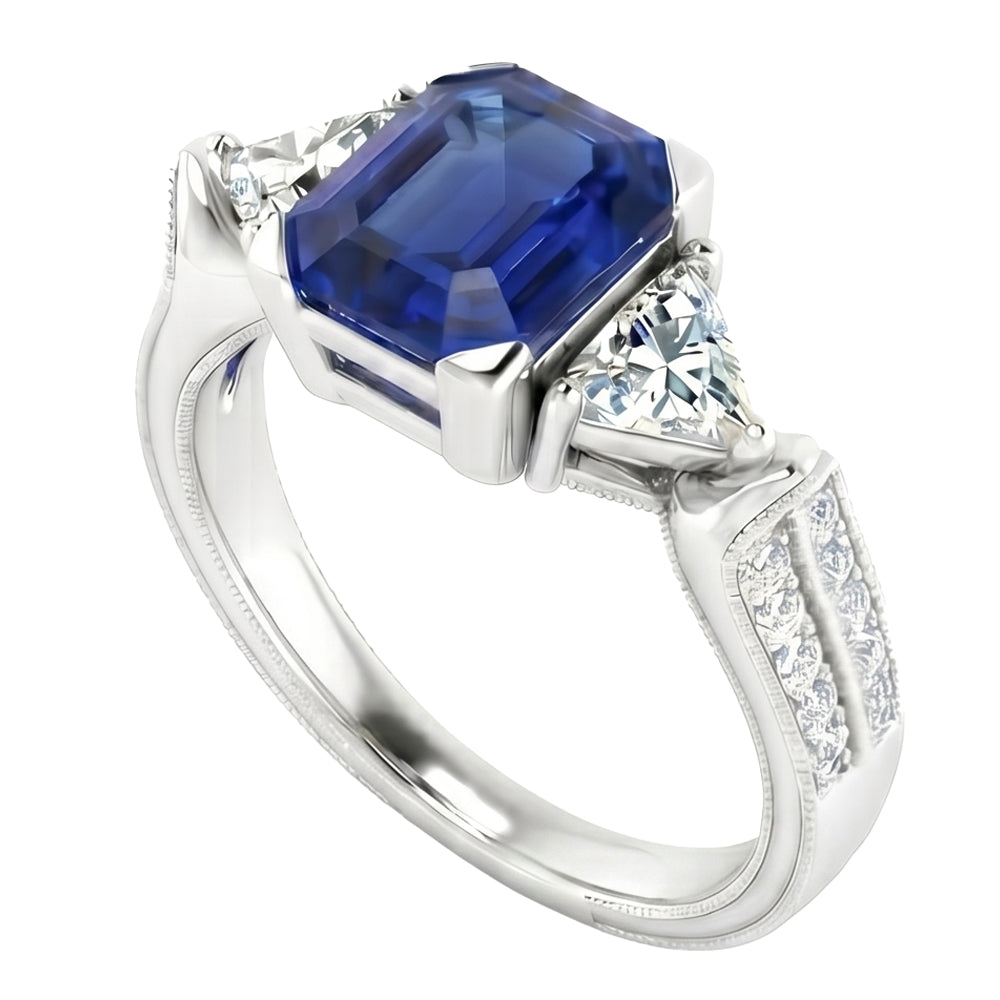 vero asscher diamante 2.50carati anello angolo laterale
