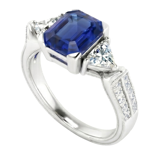 vero asscher diamante 2.50carati anello angolo laterale