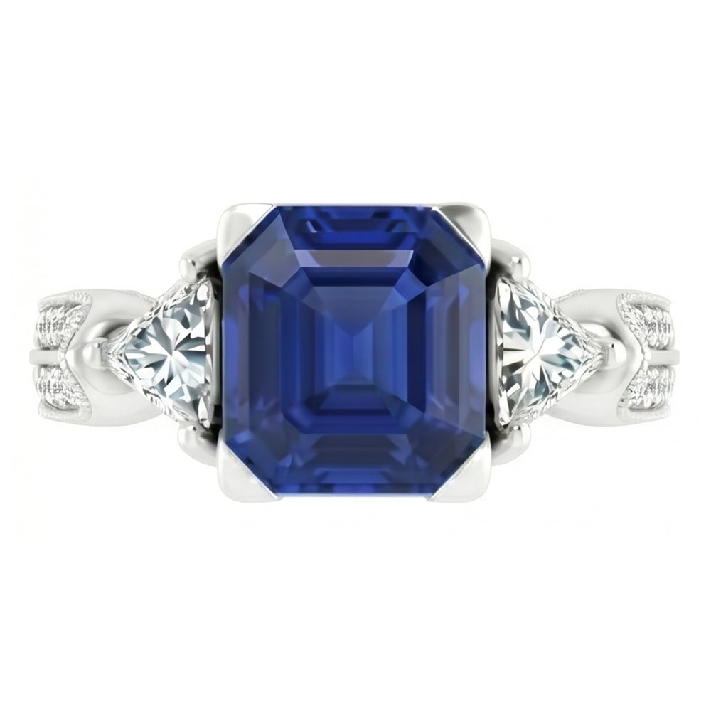 vero asscher diamante 2.50carati anello dettaglio ravvicinato