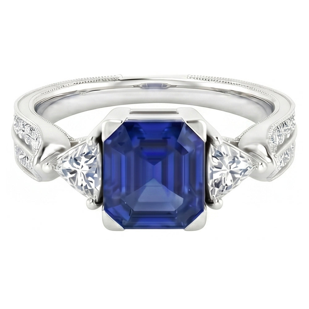 vero asscher diamante 2.50carati anello vista dall'alto