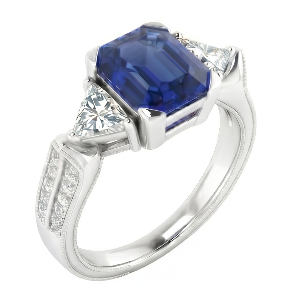 vero asscher diamante 2.50carati anello vista frontale
