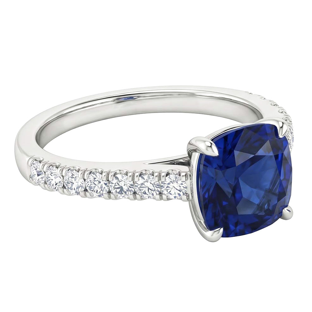 vero cushion diamante 2.75carati anello dettaglio ravvicinato