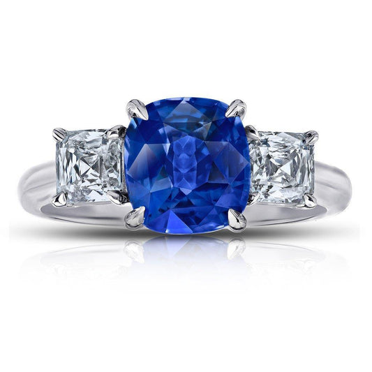 Anello di fidanzamento con zaffiro a cuscino con diamanti 4 carati - harrychadent.it
