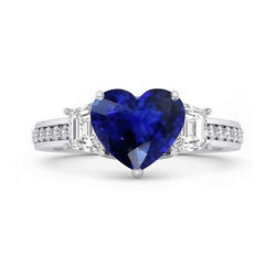 Anello di fidanzamento con zaffiro a cuore con gioielli in diamanti rotondi 4.50 carati