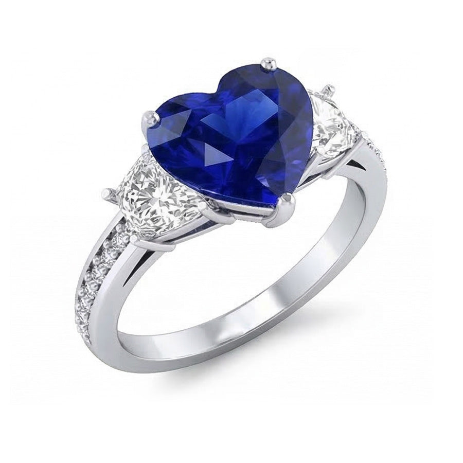 Anello di fidanzamento con zaffiro a cuore con gioielli in diamanti rotondi 4.50 carati