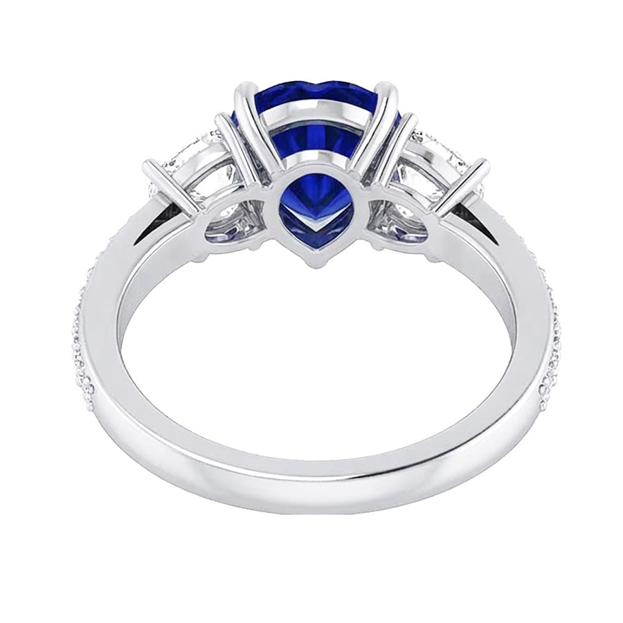 Anello di fidanzamento con zaffiro a cuore con gioielli in diamanti rotondi 4.50 carati