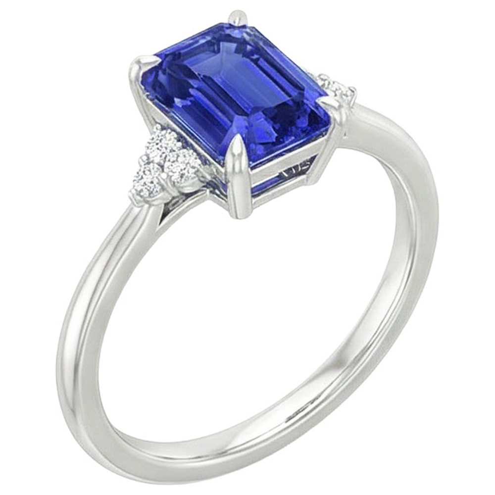 Anello di fidanzamento con zaffiro di Ceylon da 3,50 carati e accenti di diamanti
