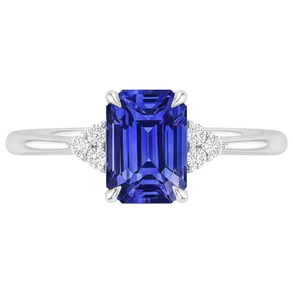 Anello di fidanzamento con zaffiro di Ceylon da 3,50 carati e accenti di diamanti