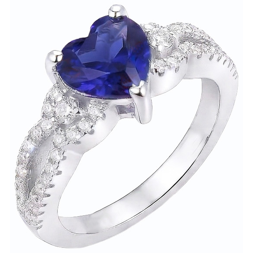 Anello di fidanzamento con zaffiro di Ceylon e diamanti rotondi 4.50 carati
