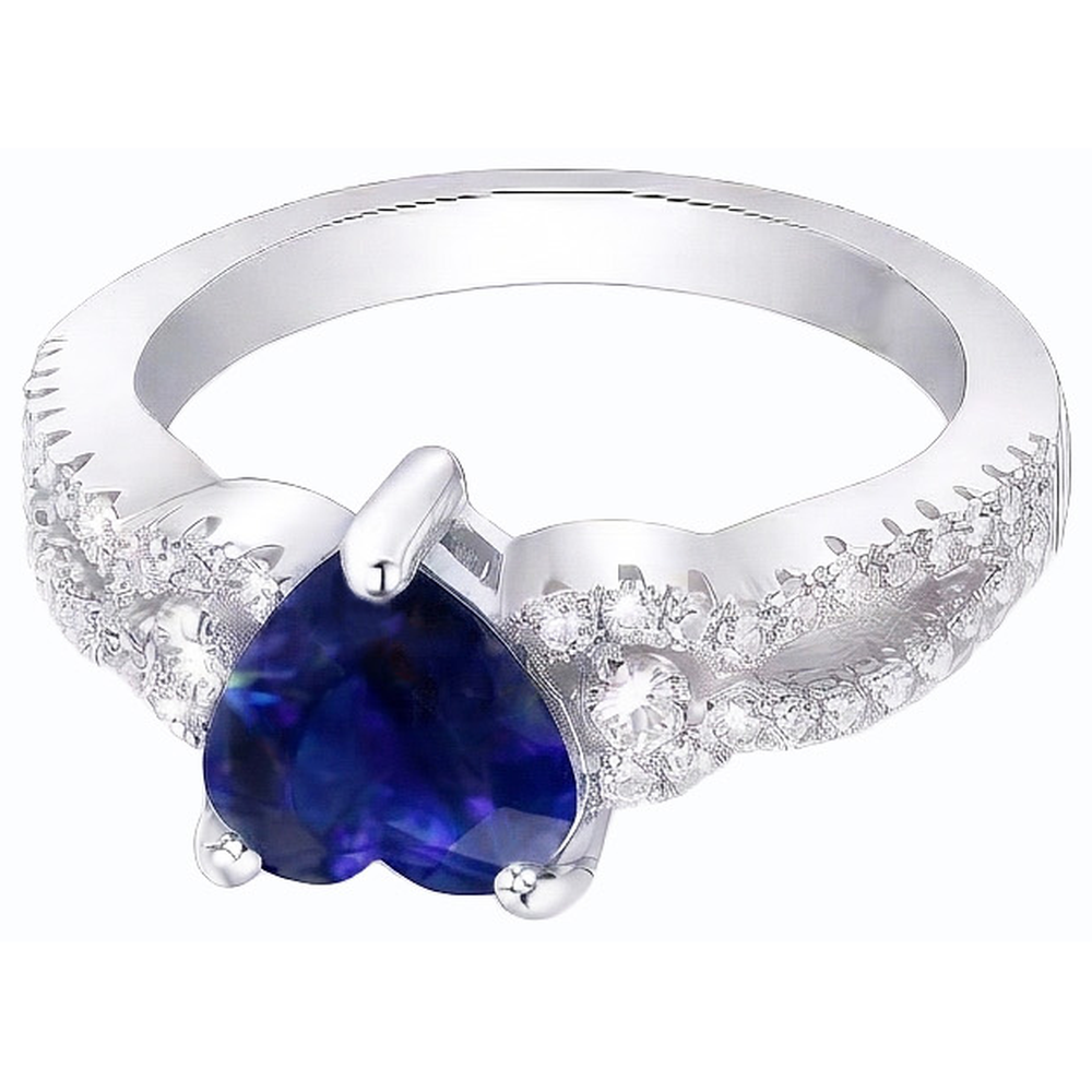 Anello di fidanzamento con zaffiro di Ceylon e diamanti rotondi 4.50 carati