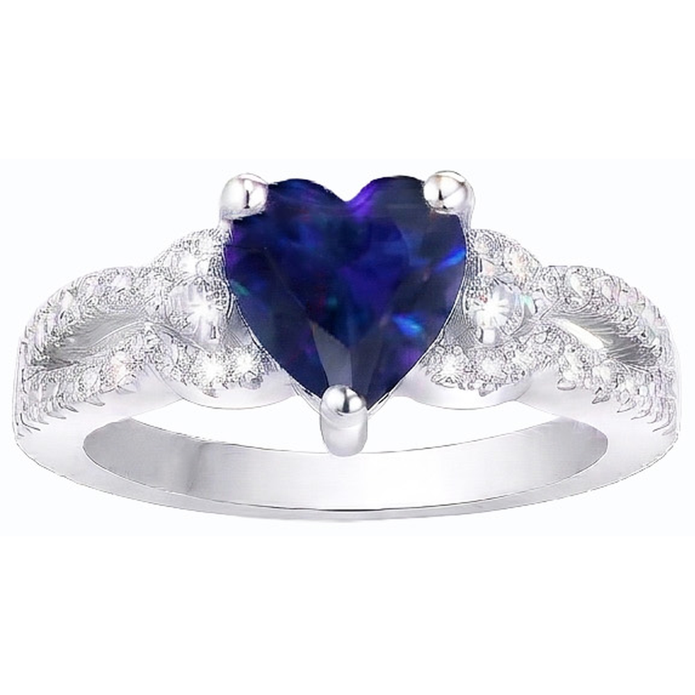 Anello di fidanzamento con zaffiro di Ceylon e diamanti rotondi 4.50 carati