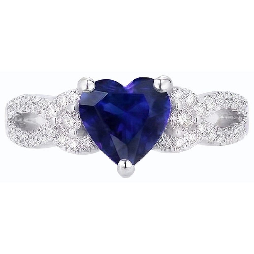 Anello di fidanzamento con zaffiro di Ceylon e diamanti rotondi 4.50 carati