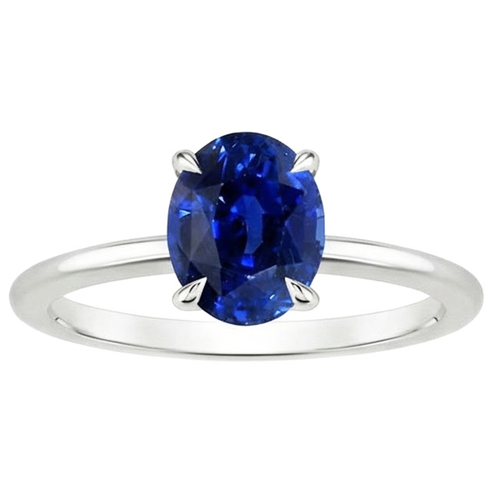 vero oval diamante 2carati anello vista di profilo