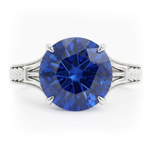 Anello di fidanzamento con zaffiro solitario blu 2 carati in filigrana stile vintage