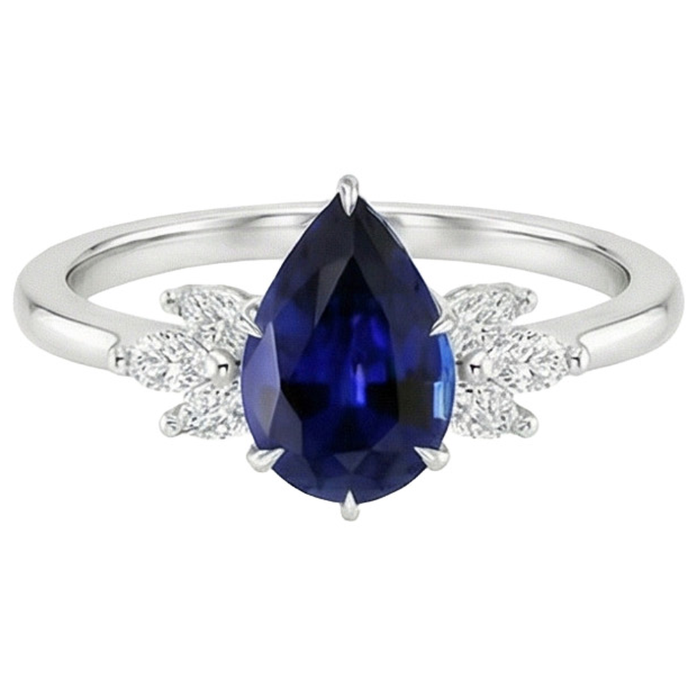 vero pear diamante 7.25carati anello vista di profilo