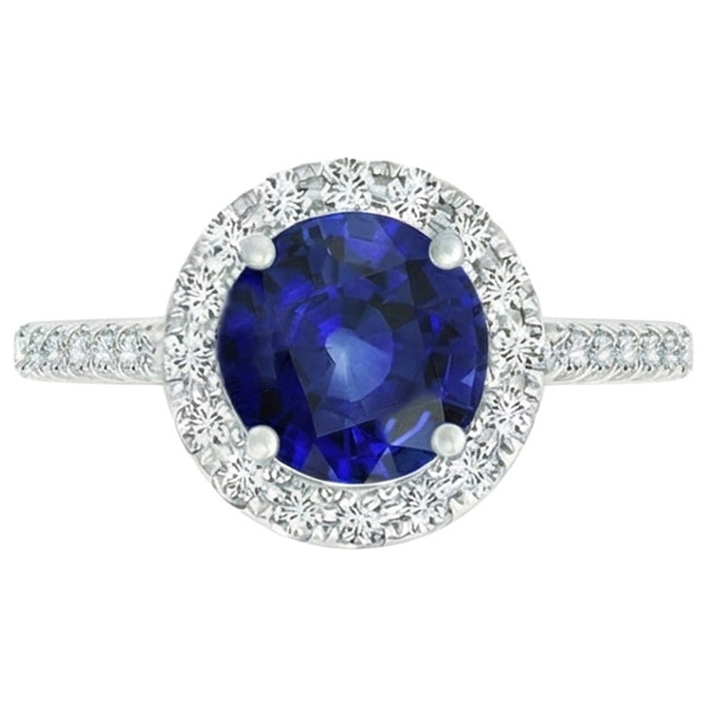 vero round zaffiro 2.50carati anello angolo laterale