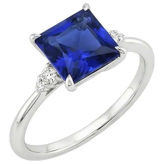 Anello di fidanzamento da donna con zaffiro blu e diamante 5.25 carati