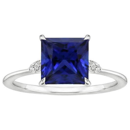 Anello di fidanzamento da donna con zaffiro blu e diamante 5.25 carati