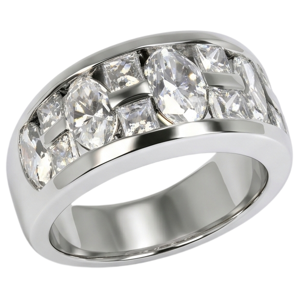Anello di fidanzamento da uomo con taglio a marquise e principessa oro bianco 14K, 5 ct
