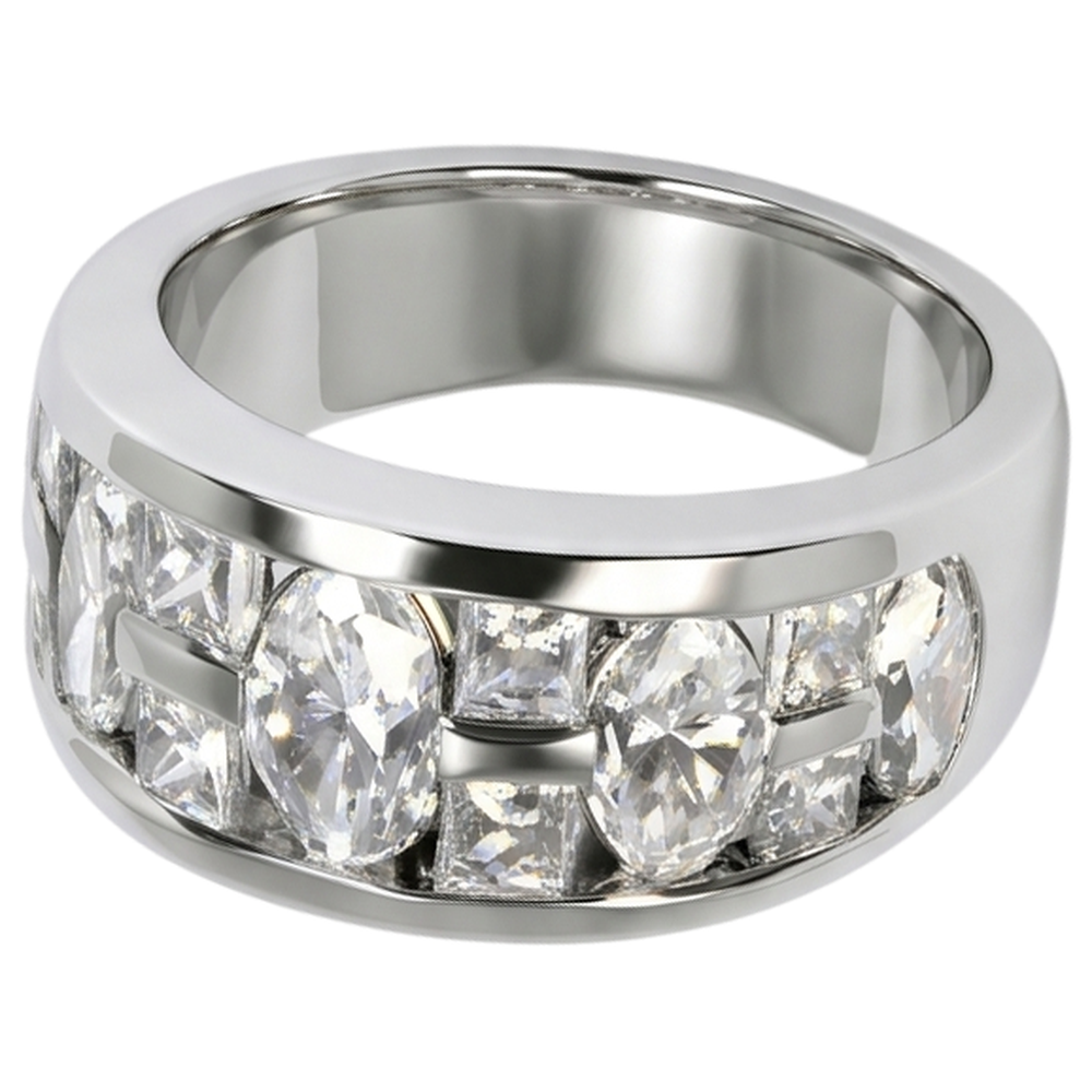 Anello di fidanzamento da uomo con taglio a marquise e principessa oro bianco 14K, 5 ct