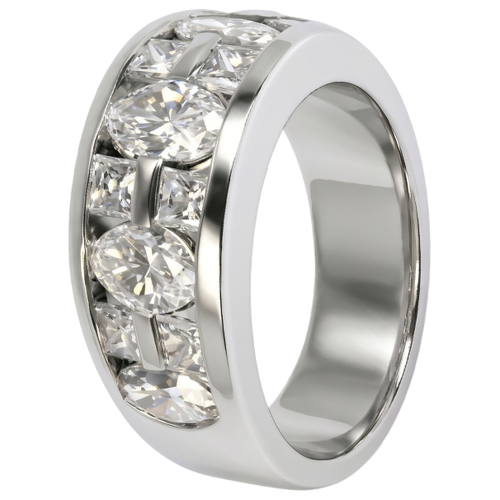 Anello di fidanzamento da uomo con taglio a marquise e principessa oro bianco 14K, 5 ct