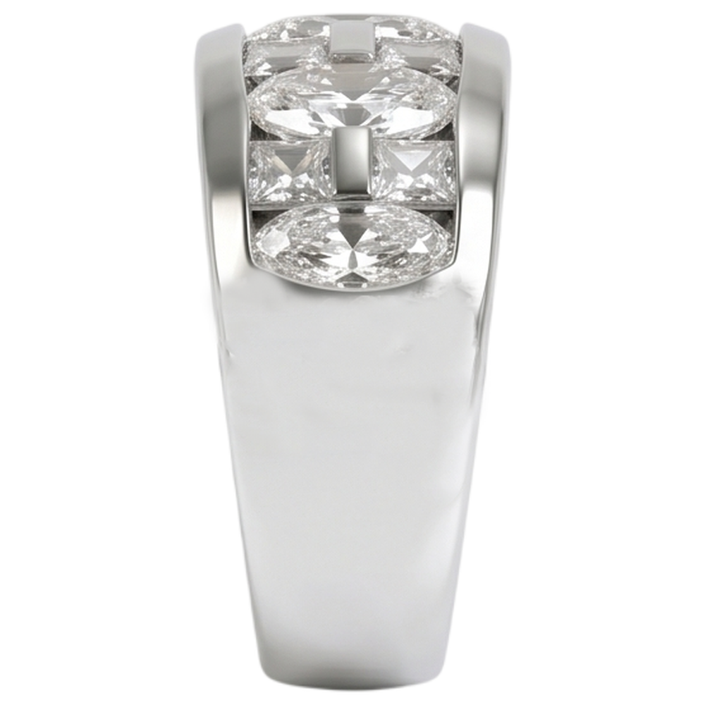 Anello di fidanzamento da uomo con taglio a marquise e principessa oro bianco 14K, 5 ct