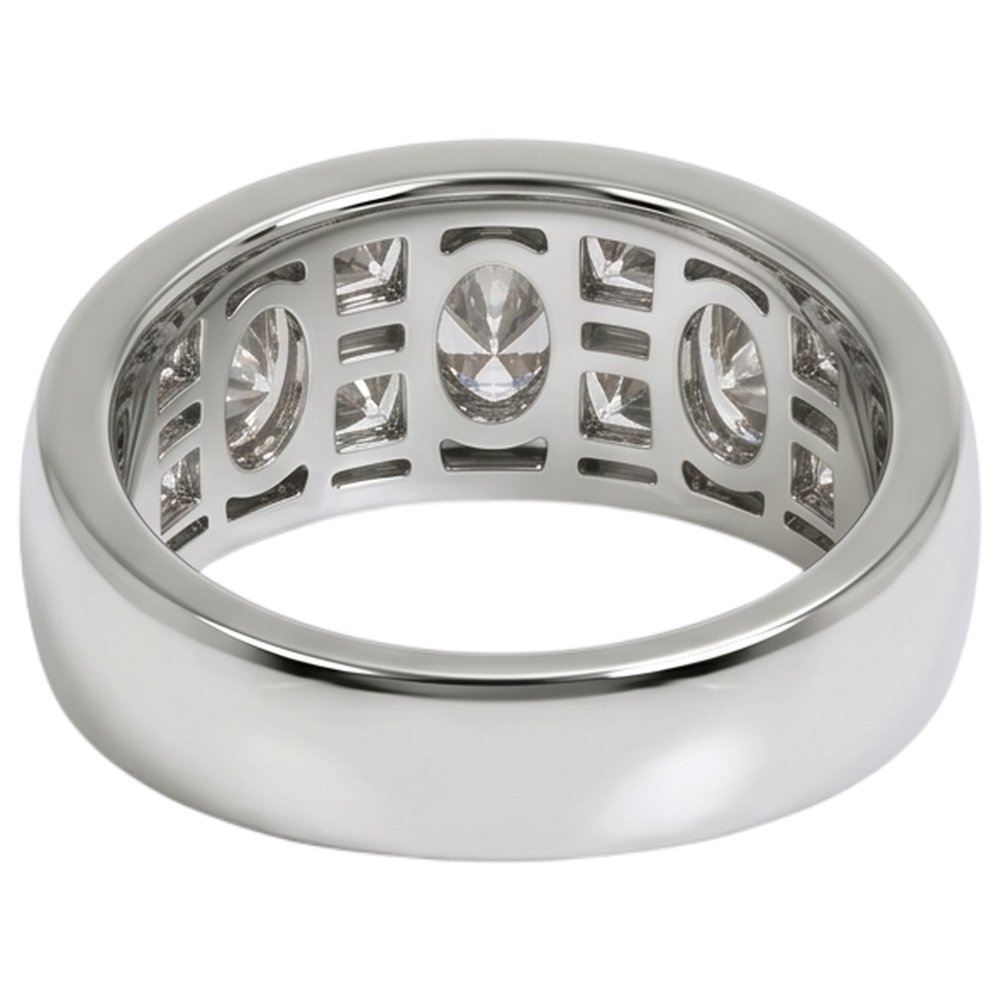Anello di fidanzamento da uomo con taglio a marquise e principessa oro bianco 14K, 5 ct