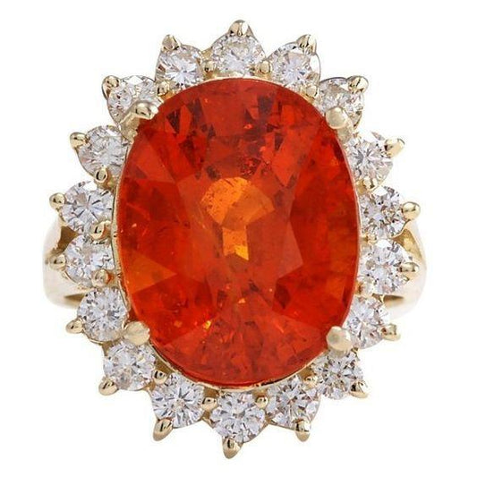 Anello di fidanzamento in oro 14 carati con granato a taglio brillante e diamanti 14 ct - harrychadent.it