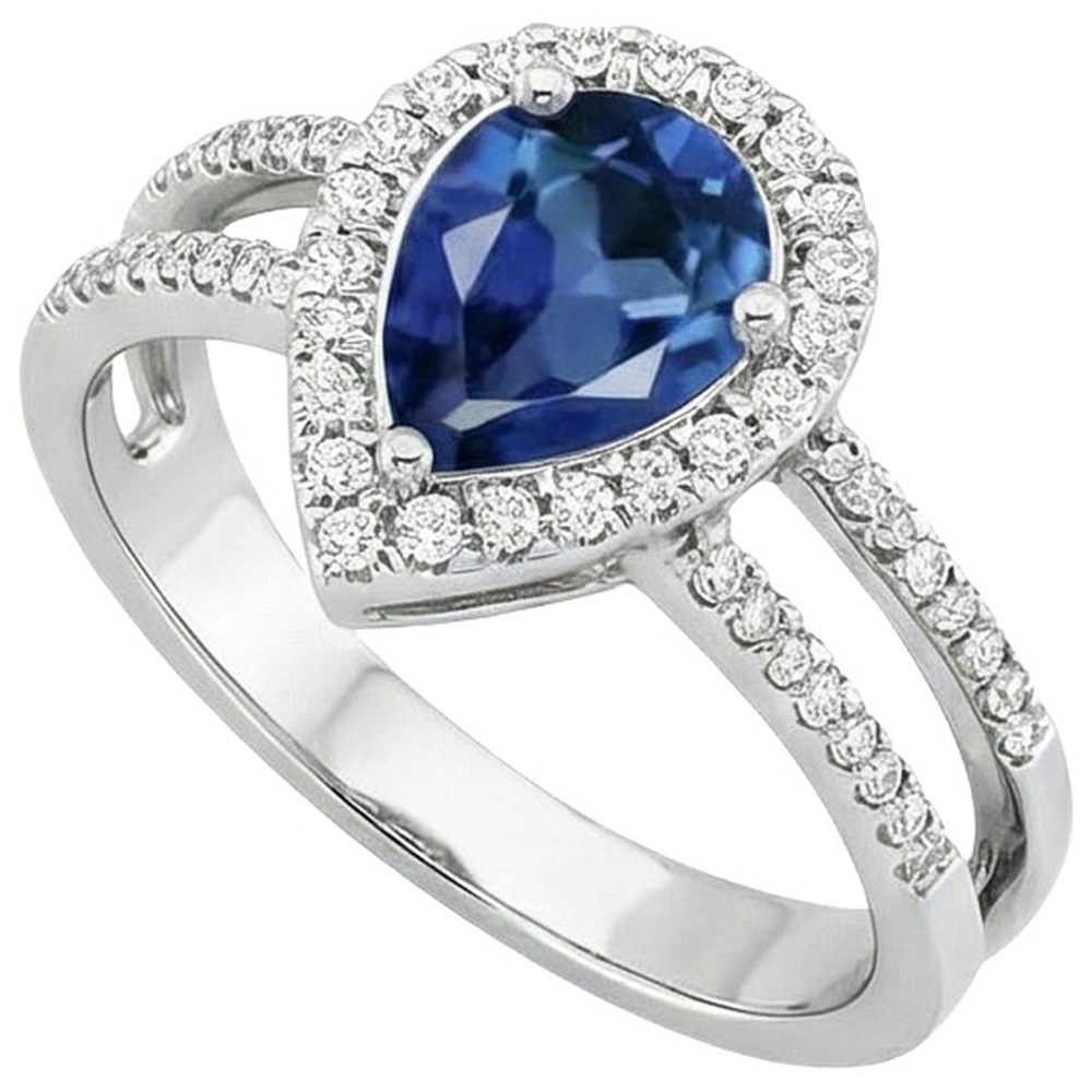 Anello di fidanzamento in oro 14K con zaffiro di Ceylon e diamante da 5,80 carati
