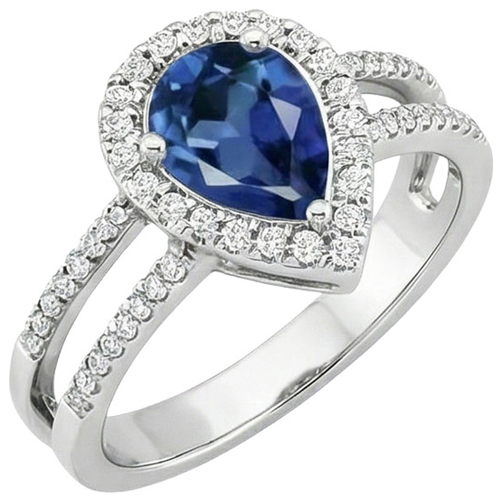 Anello di fidanzamento in oro 14K con zaffiro di Ceylon e diamante da 5,80 carati