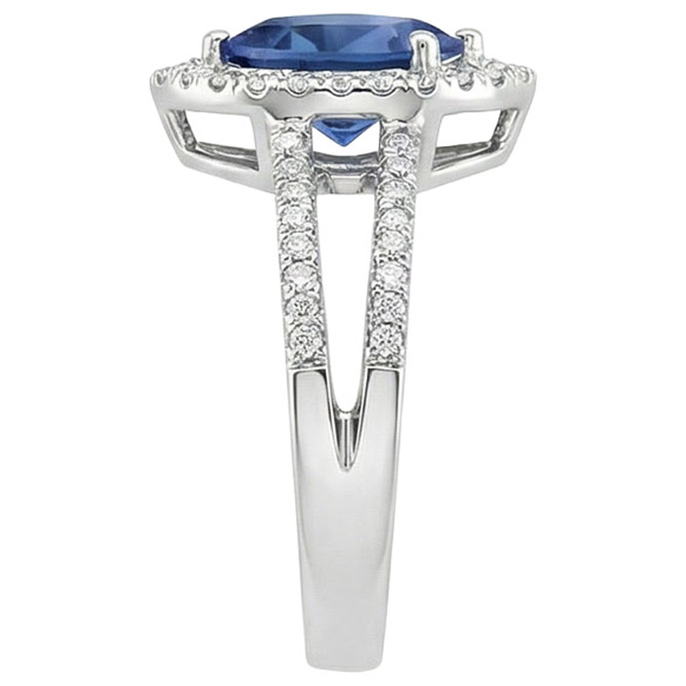 Anello di fidanzamento in oro 14K con zaffiro di Ceylon e diamante da 5,80 carati