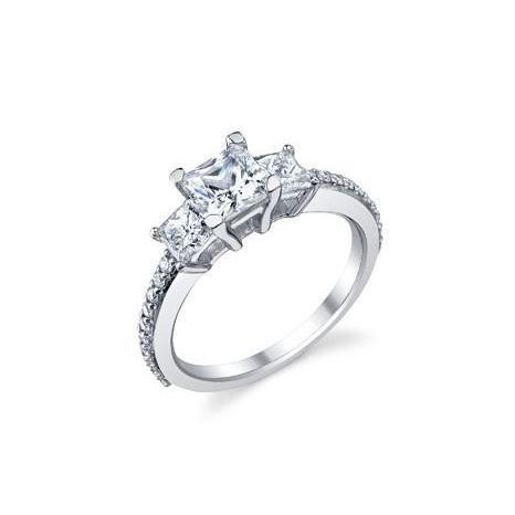 Anello di fidanzamento in oro bianco 14 carati con diamanti taglio principessa e 2 ct. - harrychadent.it