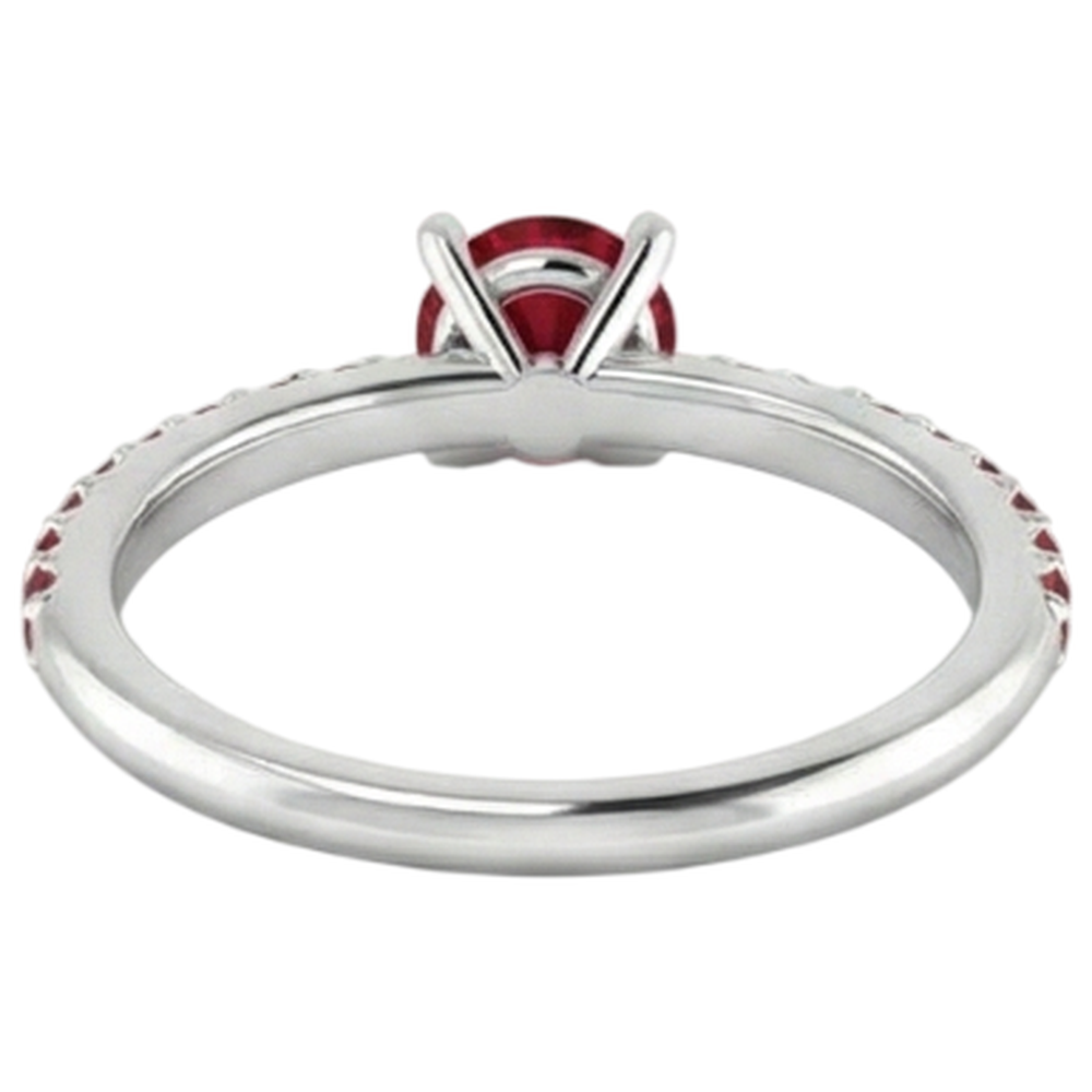 Anello di fidanzamento in oro bianco 14 carati con rubini birmani accentati 0.95 carati
