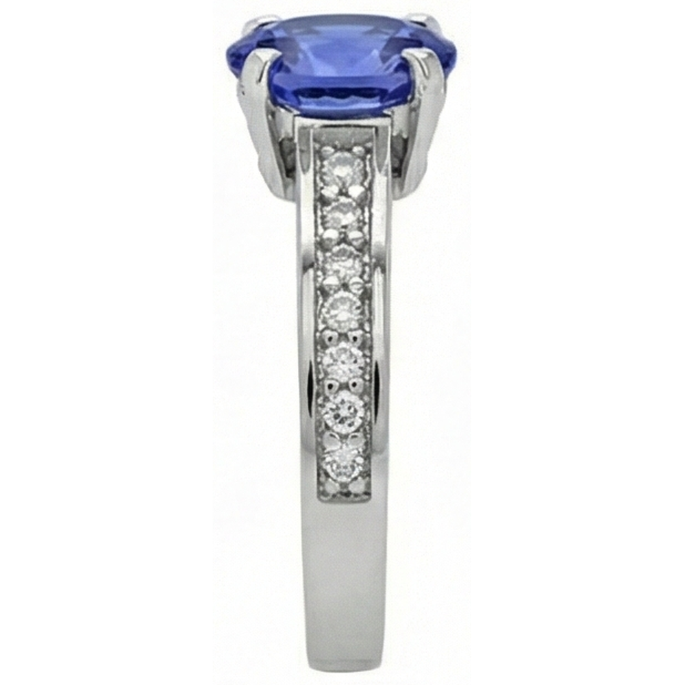 Anello di fidanzamento in oro bianco 14 carati con tanzanite e diamante da 3.25 carati