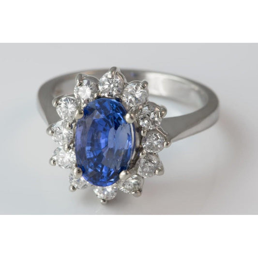 Anello di fidanzamento in oro bianco 14 carati con diamante zaffiro di Ceylon da 3.70 carati - harrychadent.it