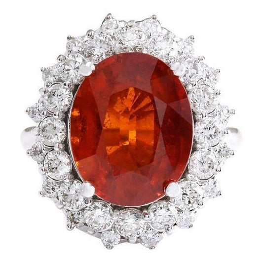 Anello di fidanzamento in oro bianco 14 carati con diamanti e granato da 12.75 ct - harrychadent.it