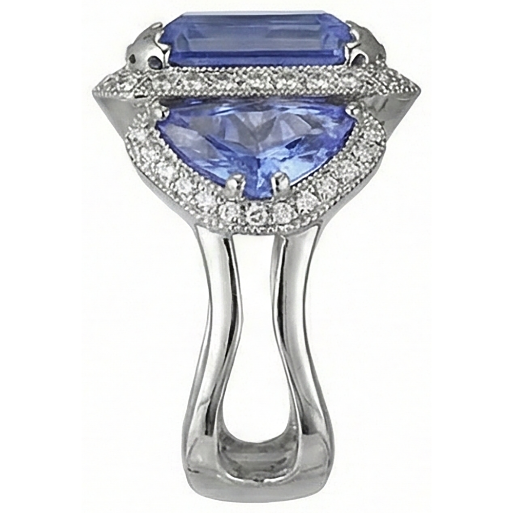 vero round tanzanite 6.01carati anello vista dall'alto